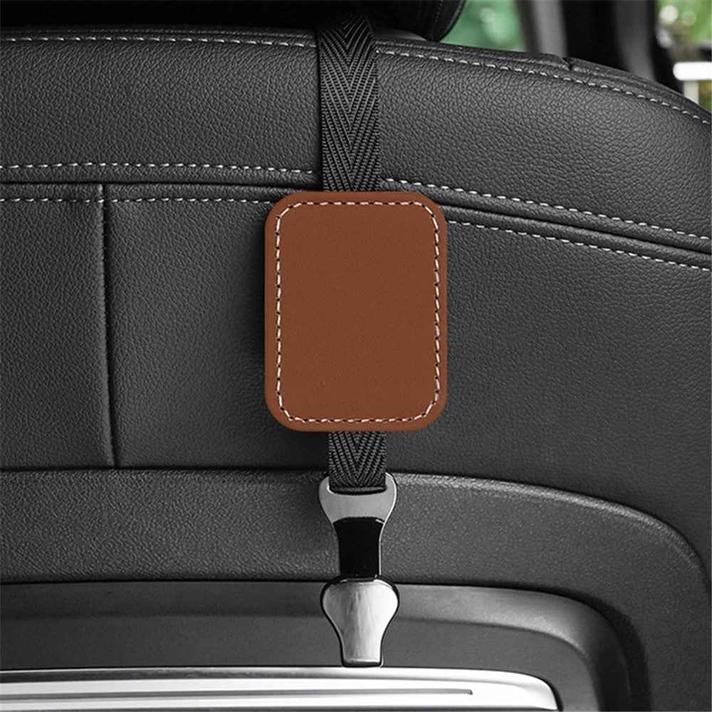 Car Headrest Hook Seat Back Hanger Suede Multifunction Storage Hook Auto Interior Organizer - Brown