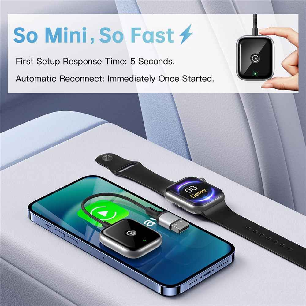 Car Wireless CarPlay Adapter Wired to Wireless CarPlay Dongle for iPhone - Black