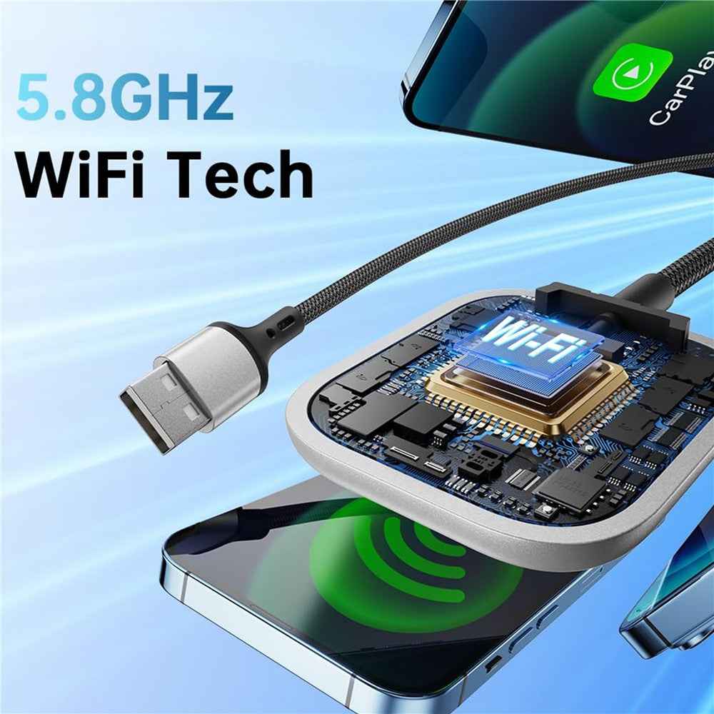Car Wireless CarPlay Adapter Wired to Wireless CarPlay Dongle for iPhone - Black