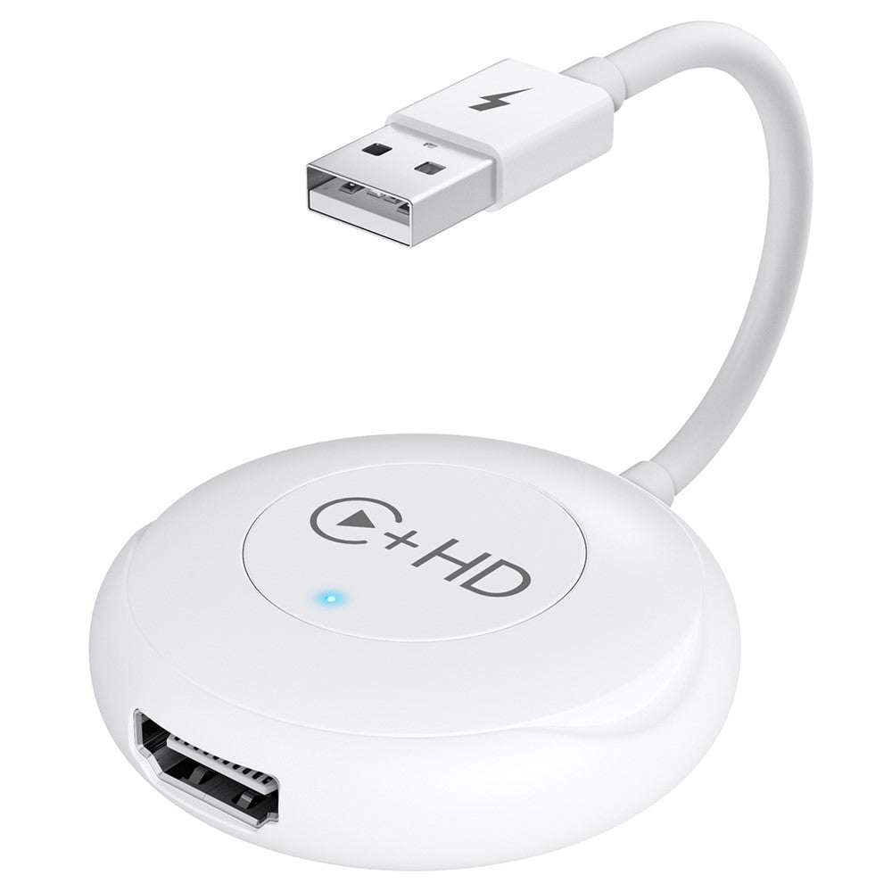 020-6-1 USB Plug Carplay Adapter with HD Female Port Wireless Multimedia Player for iPhone - White