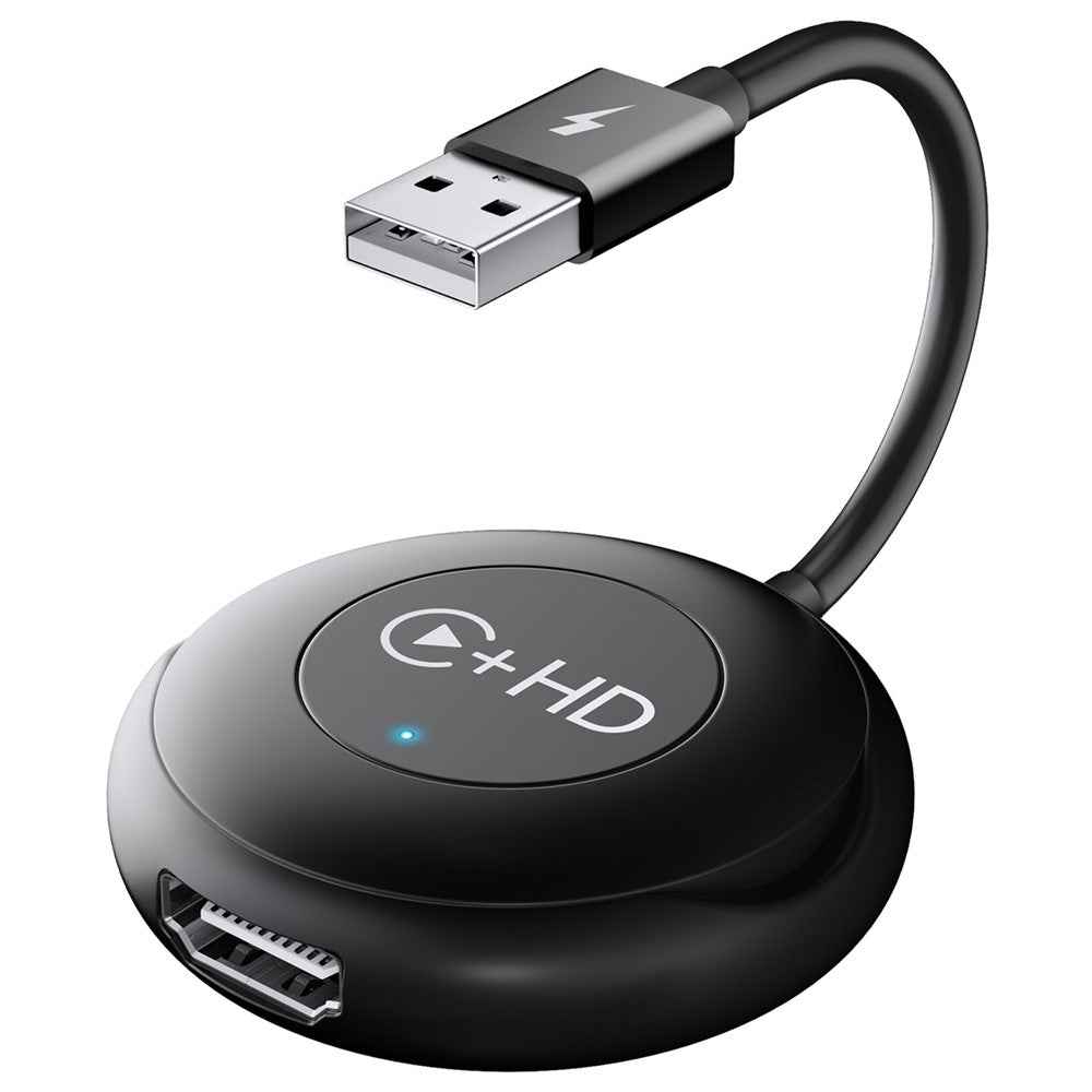 020-6-1 USB Plug CarPlay Adapter with HD Female Port Wireless Multimedia Player for iPhone - Black