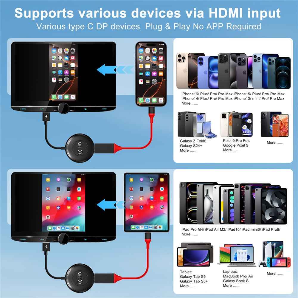 020-6-1 USB Plug CarPlay Adapter with HD Female Port Wireless Multimedia Player for iPhone - Black