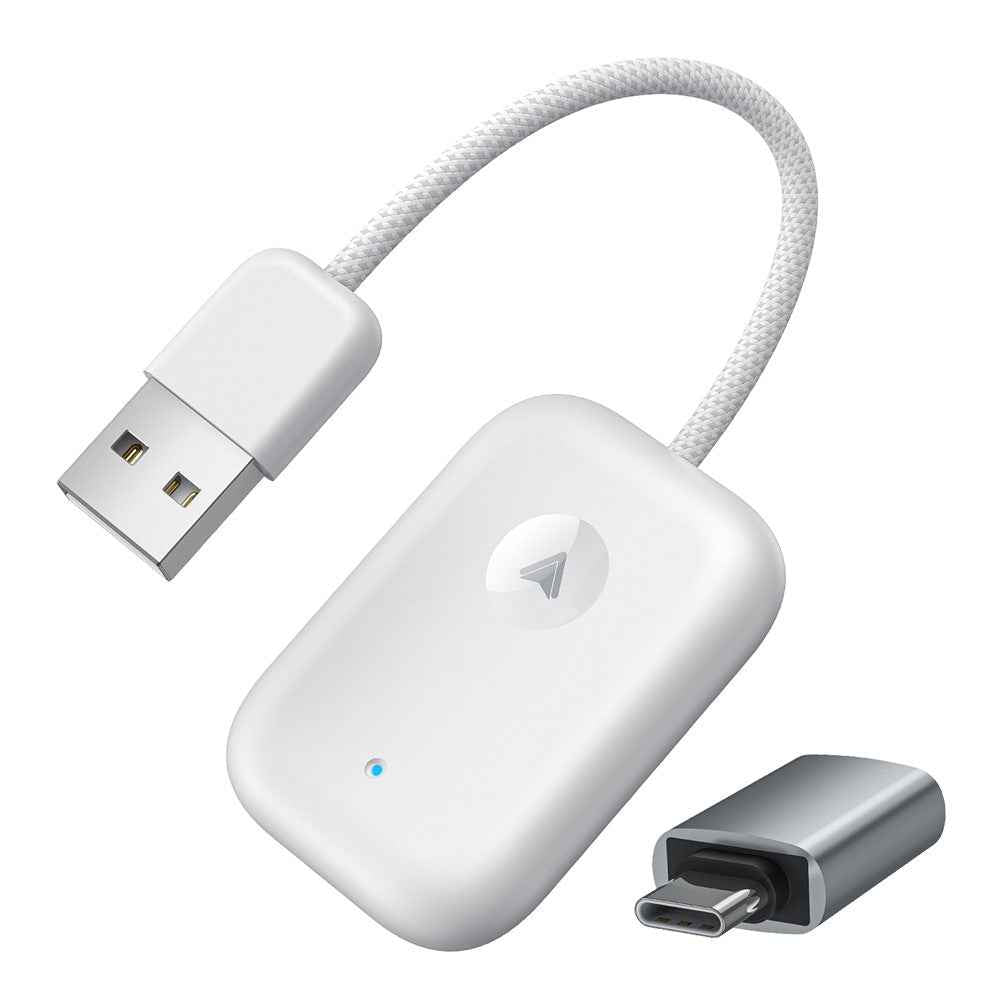 643 Car Wireless Android Auto Adapter for Android Phones Upgrade Wired to Wireless - White