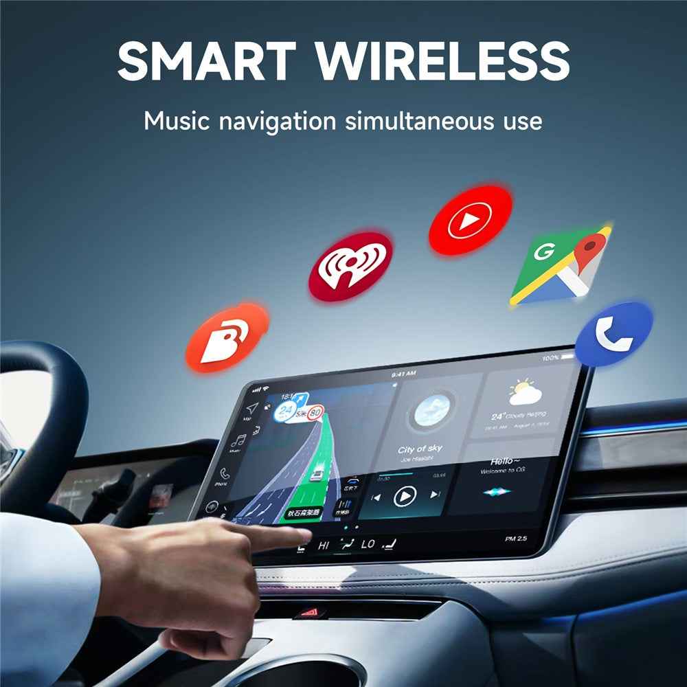 643 Car Wireless Android Auto Adapter for Android Phones Upgrade Wired to Wireless - White