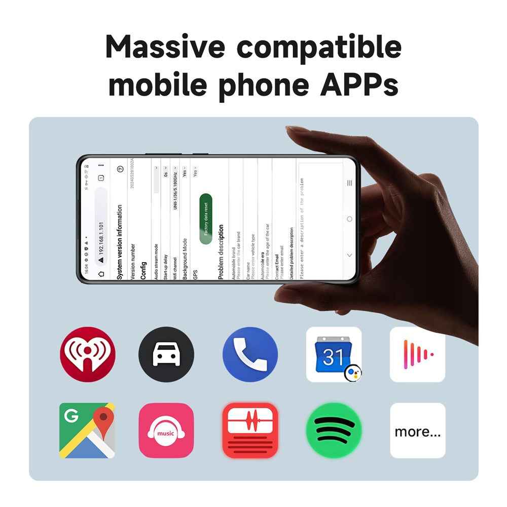 643 Car Wireless Android Auto Adapter for Android Phones Upgrade Wired to Wireless - White