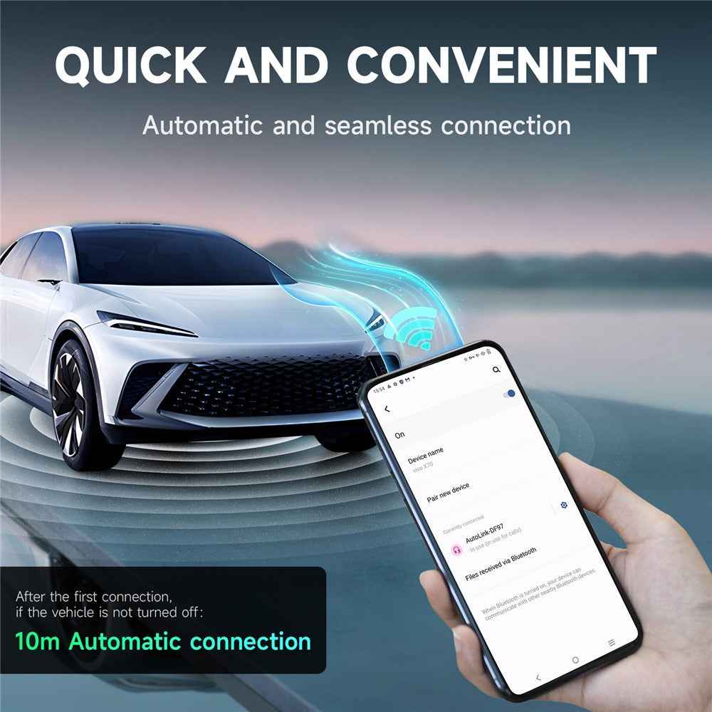 643 Car Wireless Android Auto Adapter for Android Phones Upgrade Wired to Wireless - Black