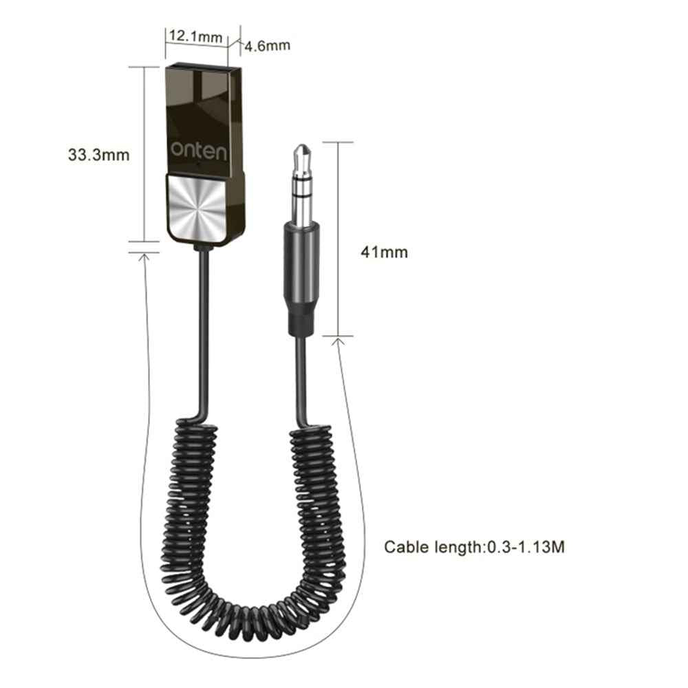 ONTEN OTN-BT101 USB to 3.5mm Jack Spring Cable Wireless Bluetooth-compatible Audio Adapter