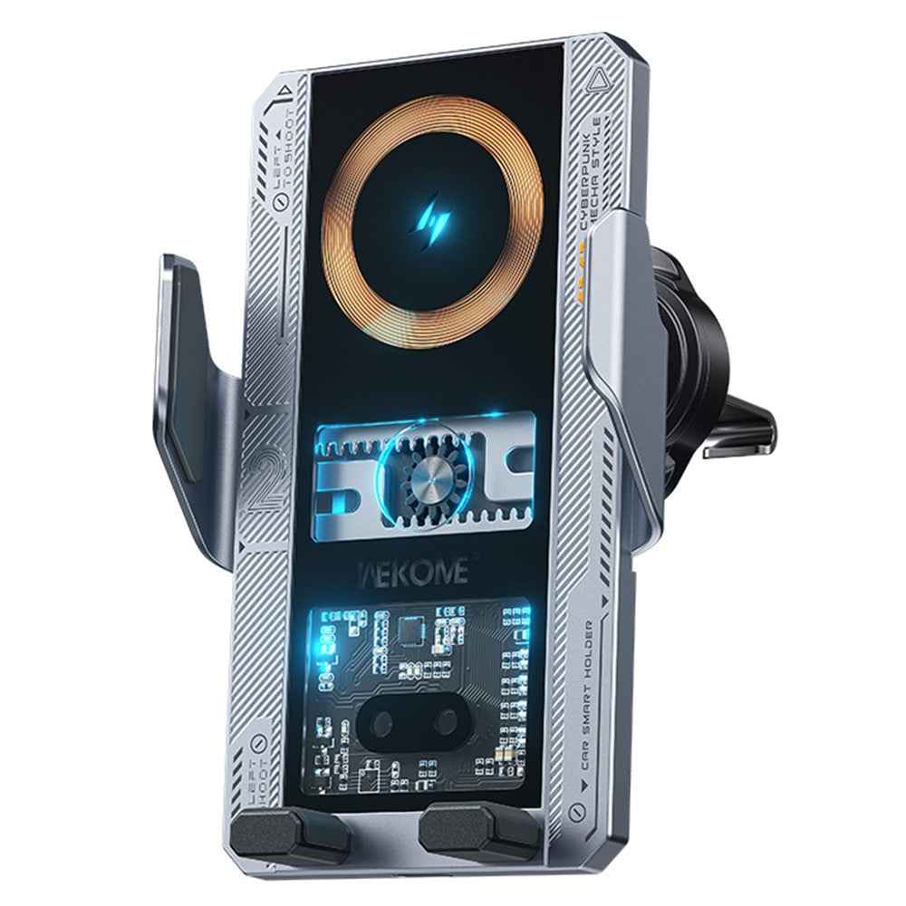 WEKOME WP-U208 Vanguard Series Mechanical Transparent Wireless Charging Car Holder - Grey