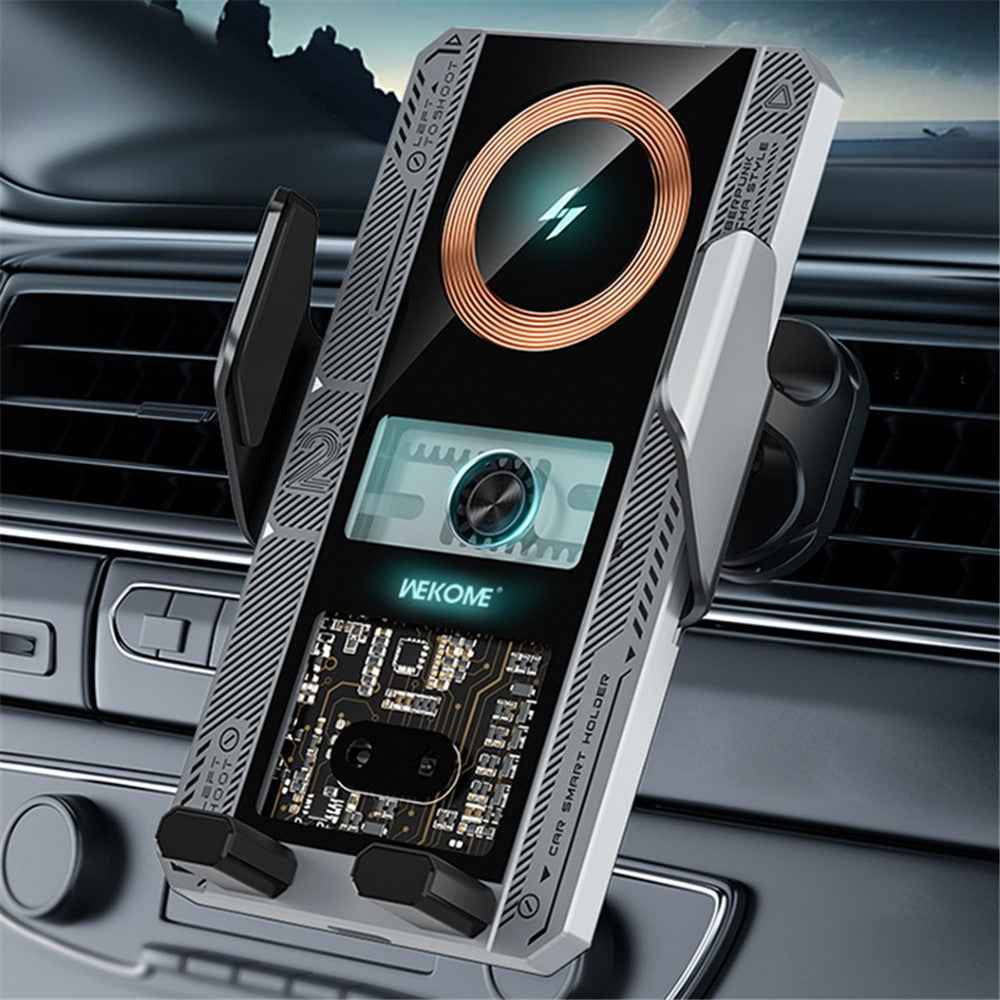 WEKOME WP-U208 Vanguard Series Mechanical Transparent Wireless Charging Car Holder - Grey