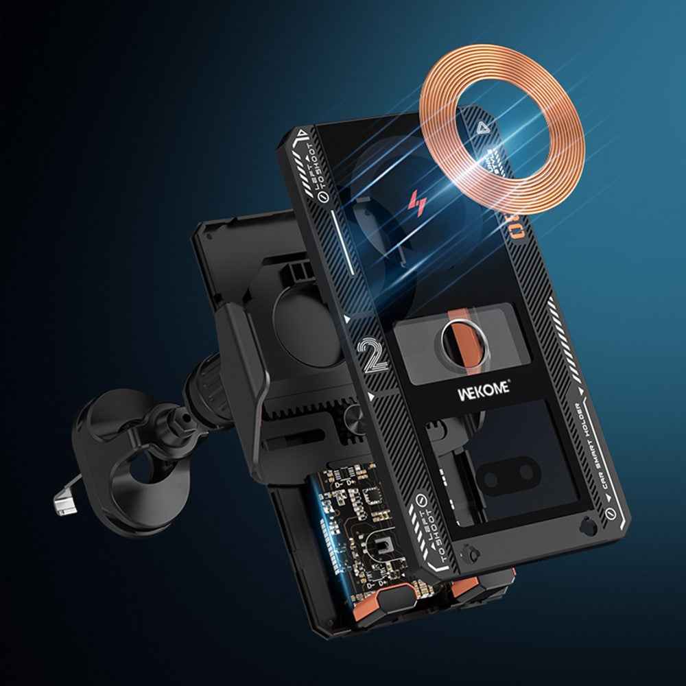 WEKOME WP-U208 Vanguard Series Mechanical Transparent Wireless Charging Car Holder - Grey
