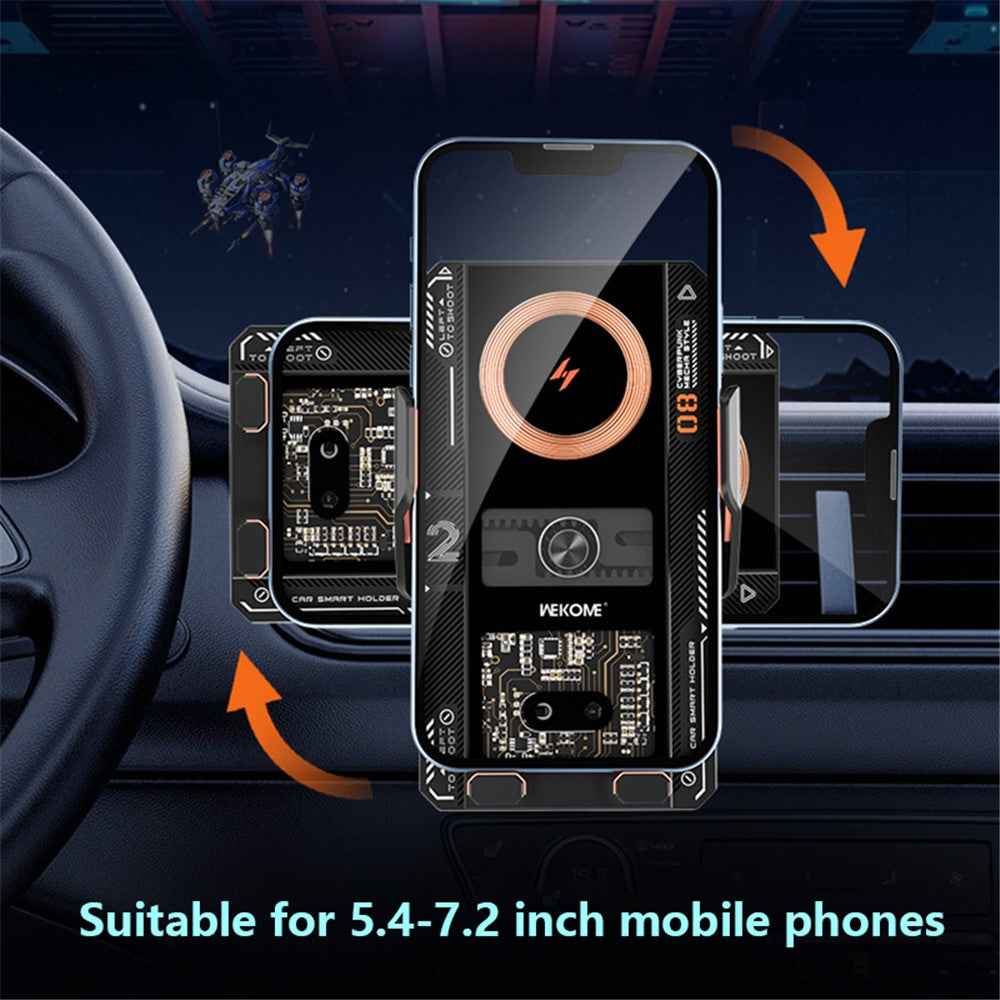 WEKOME WP-U208 Vanguard Series Mechanical Transparent Wireless Charging Car Holder - Grey