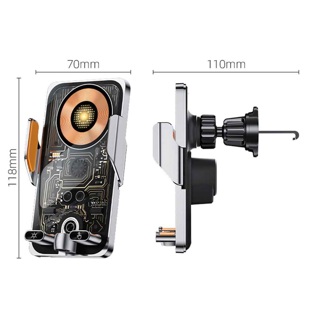 C1 Punk Style 66W Fast Charging Car Wireless Charger Phone Holder with Infrared Sensor - Silver