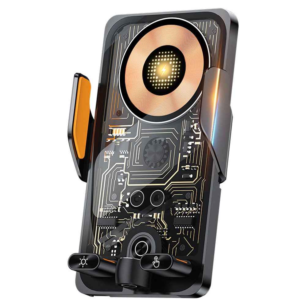 C1 Punk Style 66W Fast Charging Car Wireless Charger Phone Holder with Infrared Sensor - Black