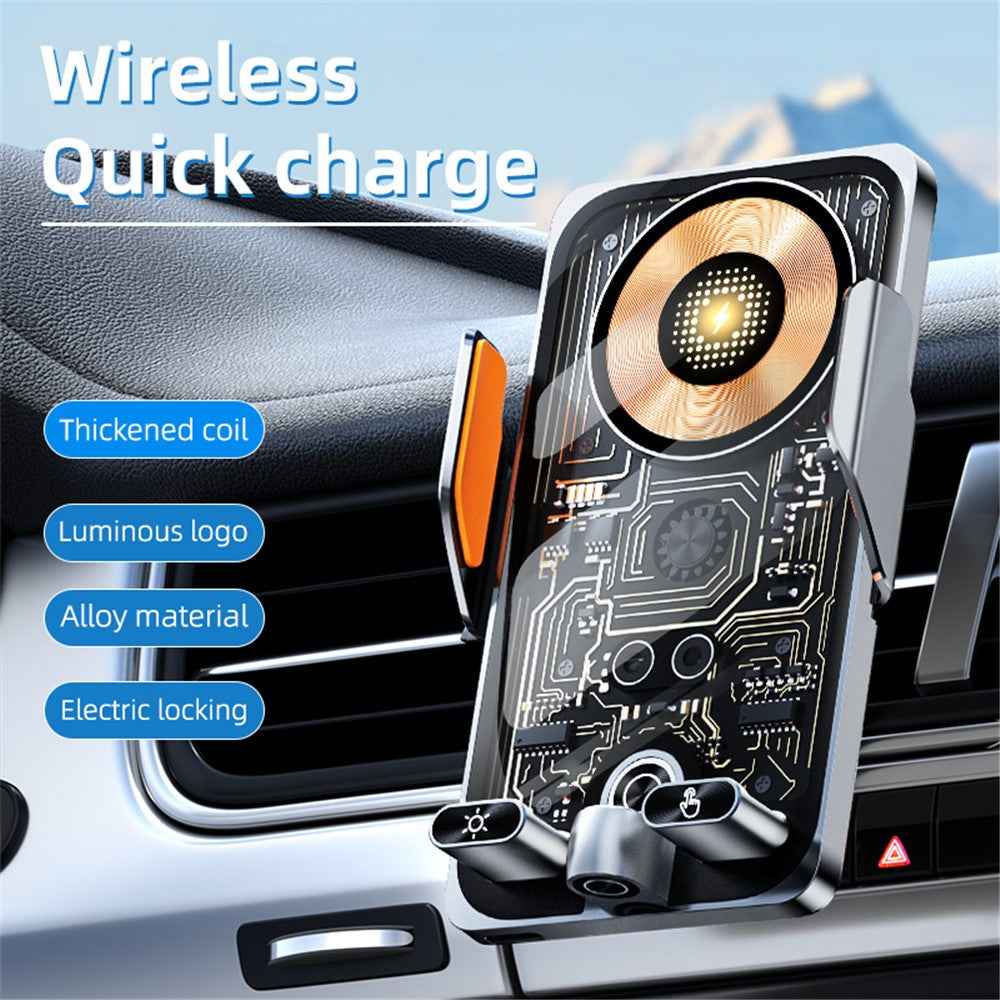 C1 Punk Style 66W Fast Charging Car Wireless Charger Phone Holder with Infrared Sensor - Black