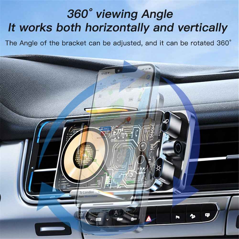 C1 Punk Style 66W Fast Charging Car Wireless Charger Phone Holder with Infrared Sensor - Black