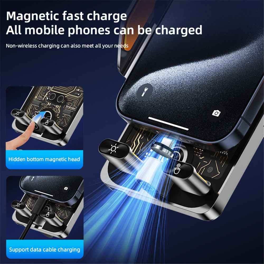 C1 Punk Style 66W Fast Charging Car Wireless Charger Phone Holder with Infrared Sensor - Black
