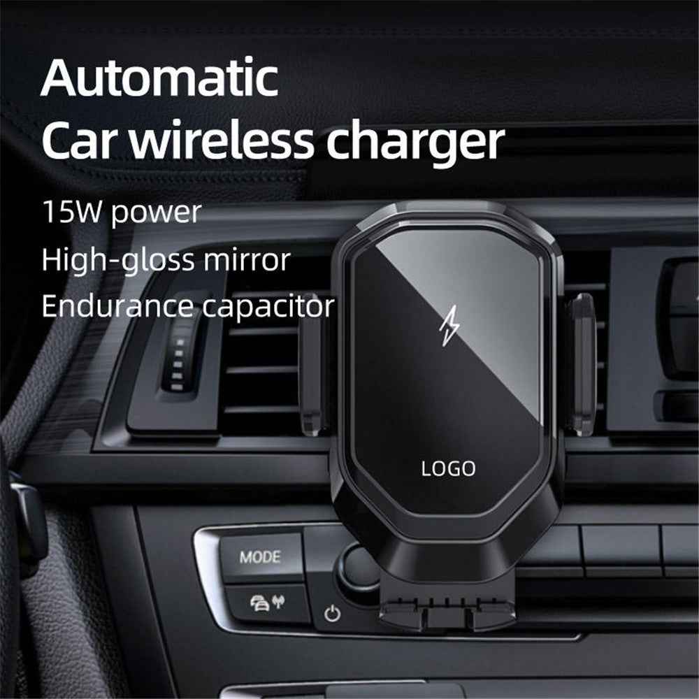 Mirror Surface Car Air Vent Clip Mobile Phone Holder 15W Fast Charging Wireless Charger