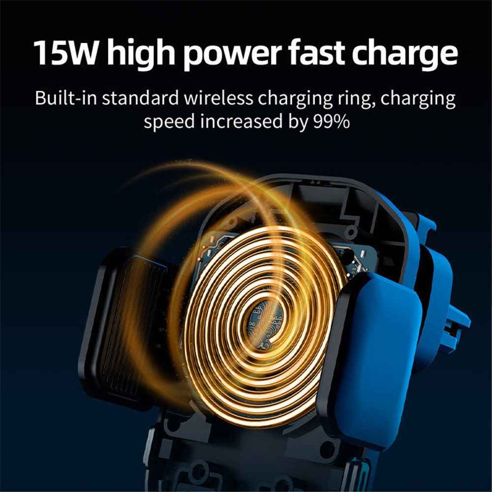 Mirror Surface Car Air Vent Clip Mobile Phone Holder 15W Fast Charging Wireless Charger