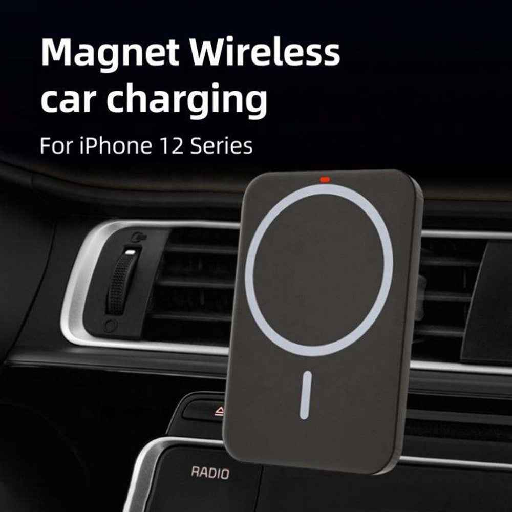 Car Phone Mount Magnetic Wireless Charger Air Outlet Cell Phone Bracket - Black