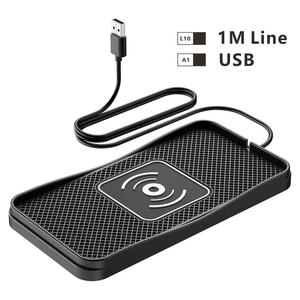 D3 20W Car Wireless Charger with 1m Cable Fast Charging Anti Slip Silicone Pad for Vehicles - USB Plug