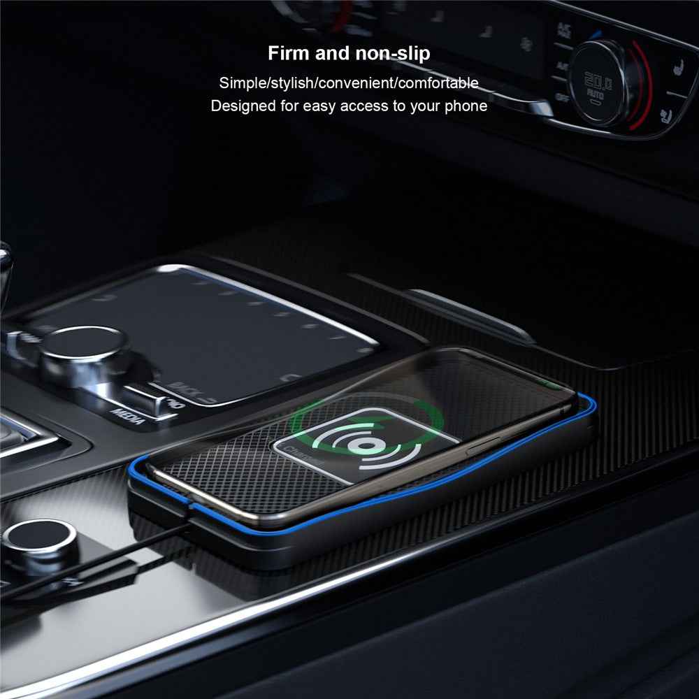 D3 20W Car Wireless Charger with 1m Cable Fast Charging Anti Slip Silicone Pad for Vehicles - USB Plug