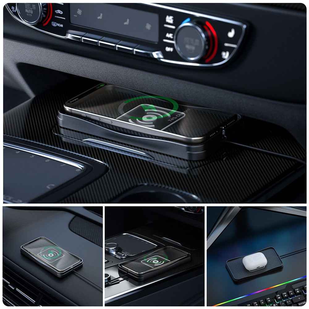 D3 20W Car Wireless Charger with 1m Cable Fast Charging Anti Slip Silicone Pad for Vehicles - USB Plug