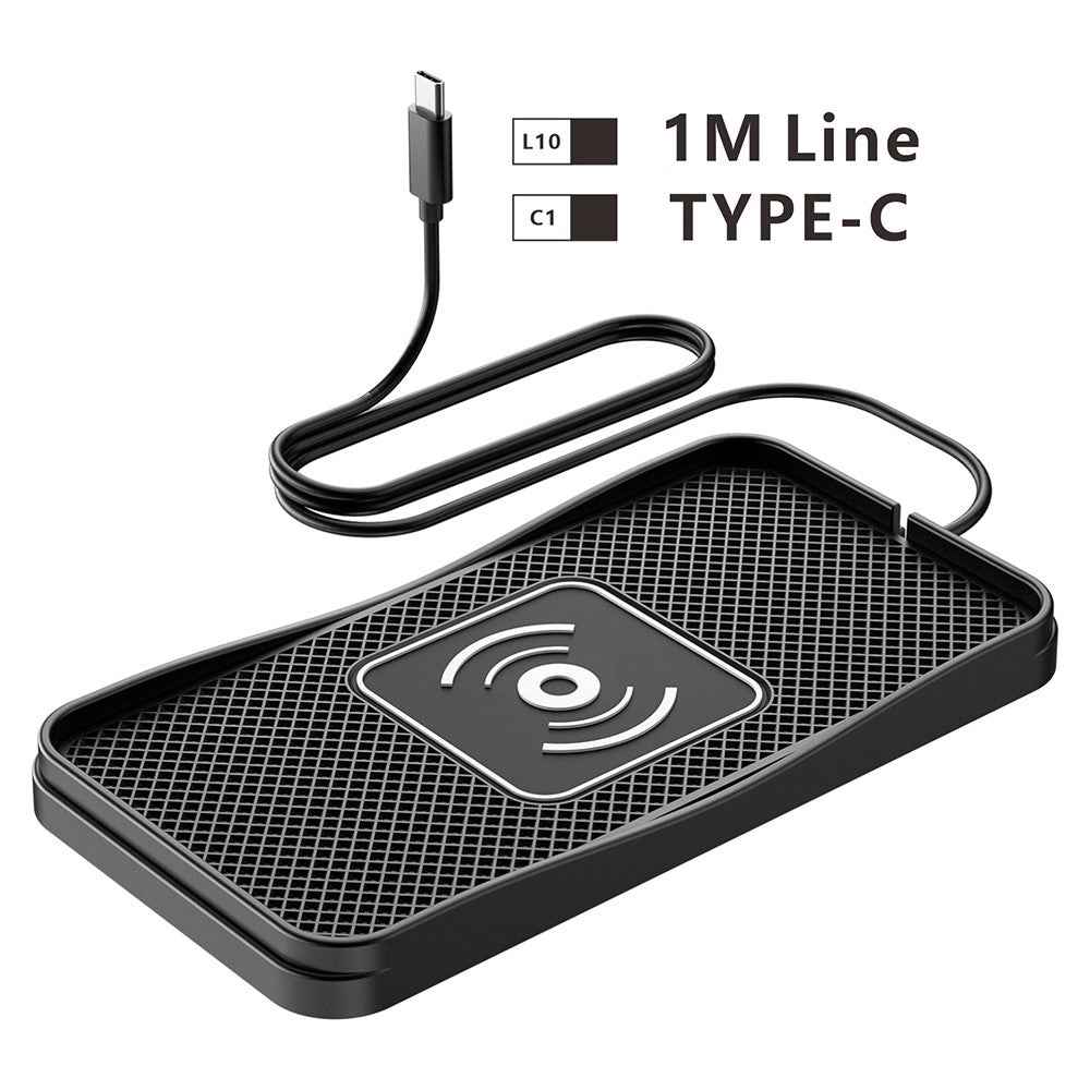D3 20W Car Wireless Charger with 1m Cable Fast Charging Anti Slip Silicone Pad for Vehicles - Type C Plug