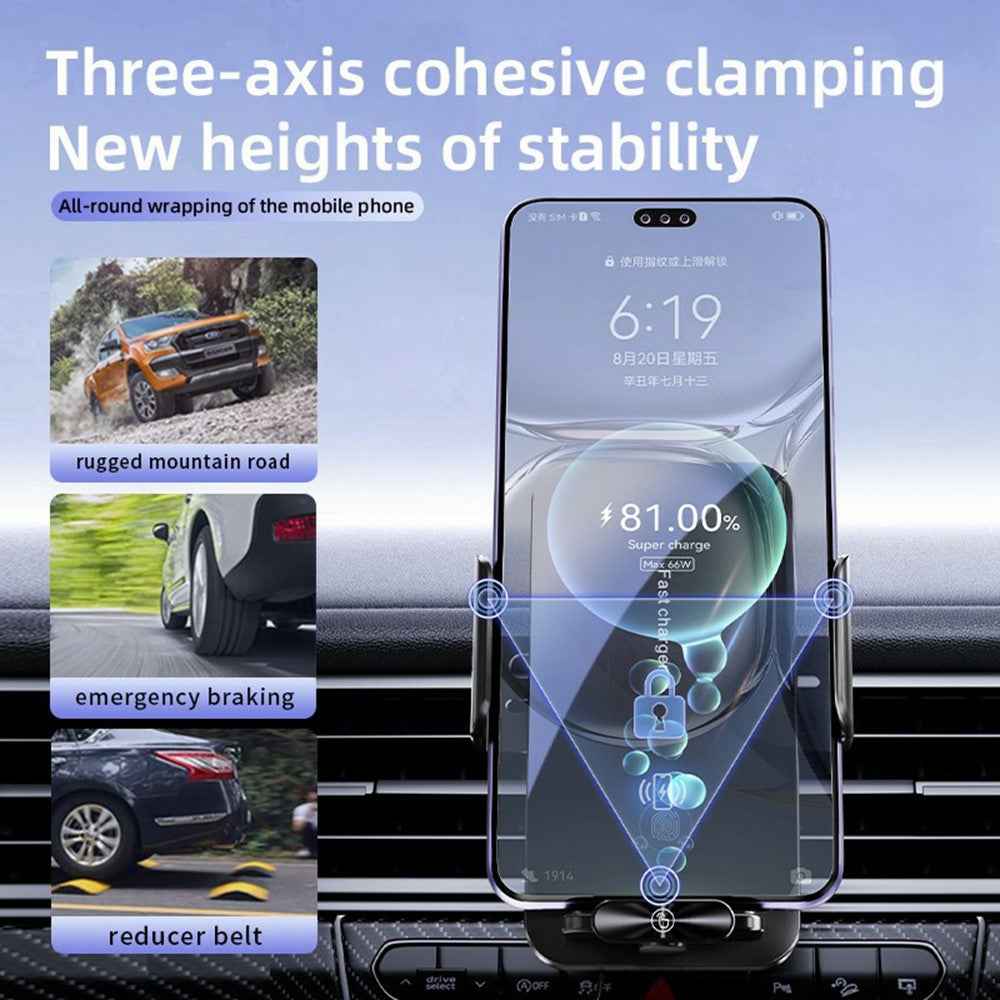SD06 Car Phone Holder Wireless Charger Air Vent Mount Anti Shake Automatic Clamping 15W Charging Stand