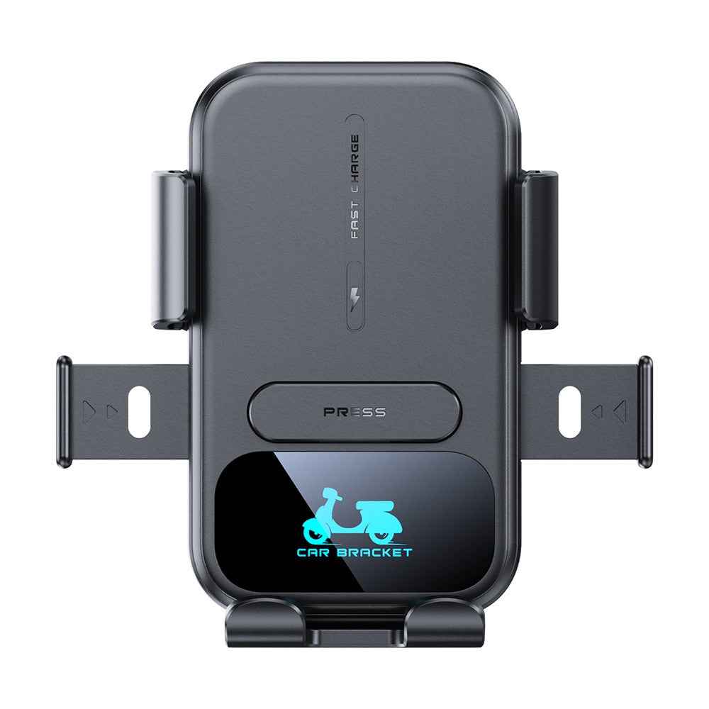 Motorcycle Phone Mount Holder 15W Wireless Charger with Sunshade for Delivery Riders Navigation