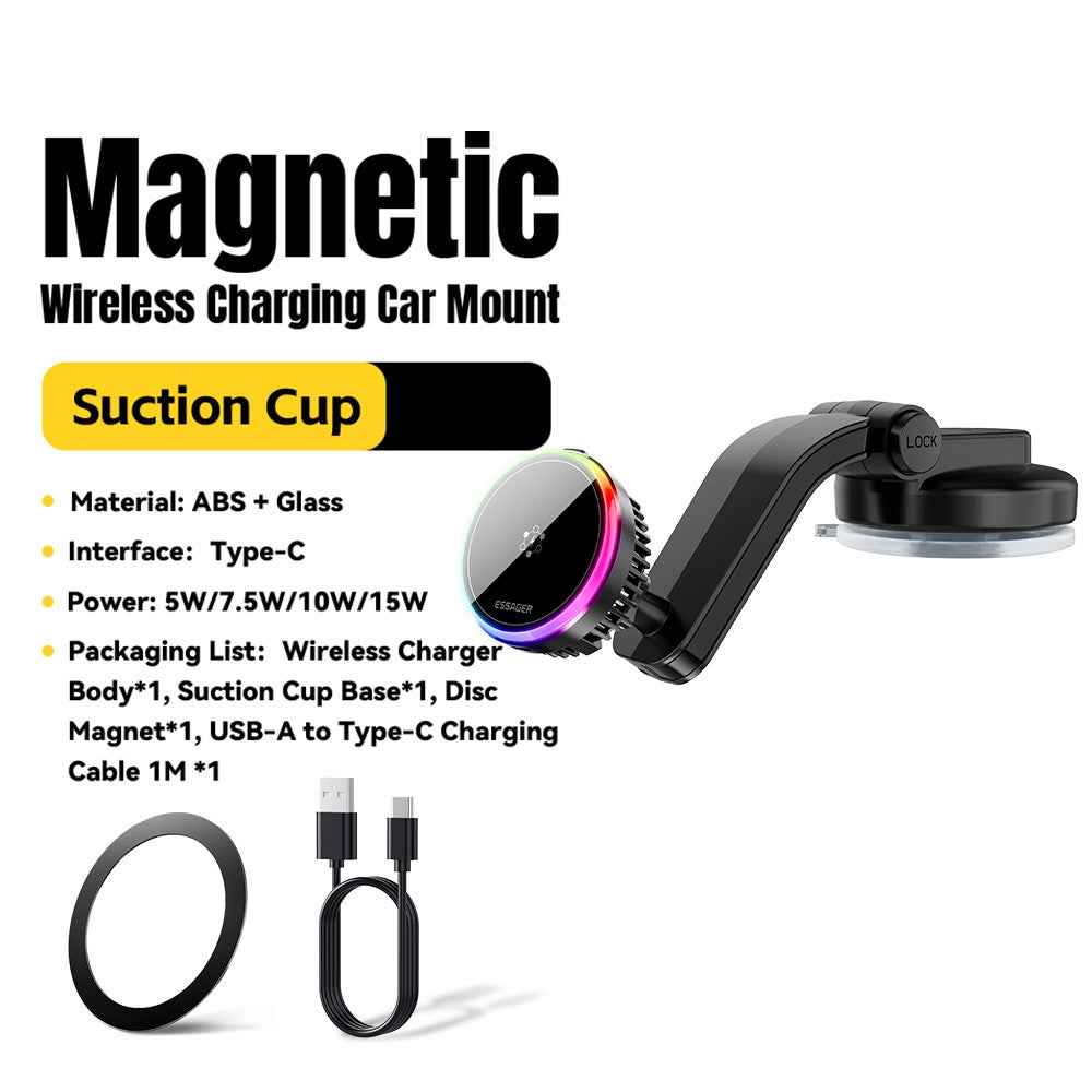 ESSAGER 15W Car Air Vent Magnetic Wireless Charger 360° Rotation Magnetic Charging Power Bank TEC Cooling