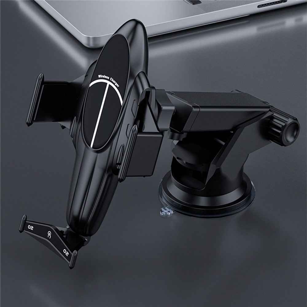 FJ11 Airplane Shape Intelligent Induction Car Air Vent Mount Phone Holder 15W Wireless Charger - Black