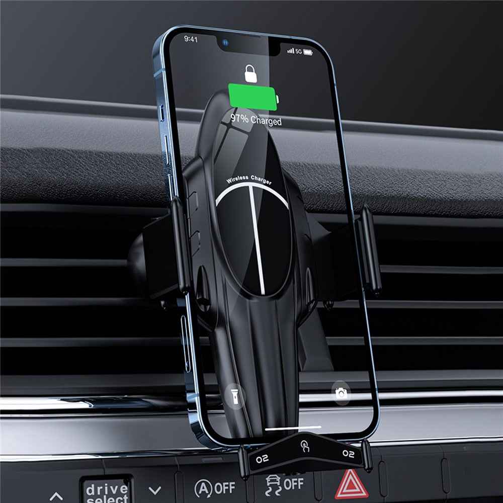 FJ11 Airplane Shape Intelligent Induction Car Air Vent Mount Phone Holder 15W Wireless Charger - Red