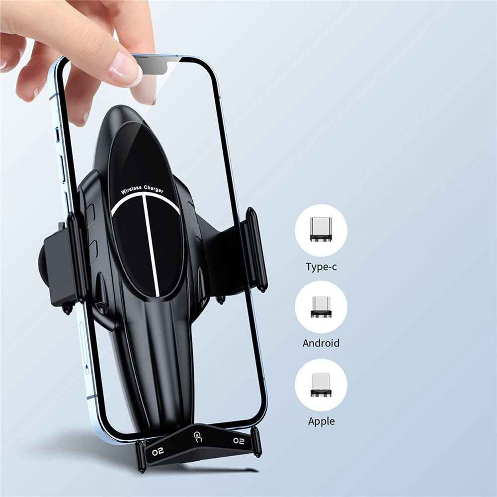 FJ11 Airplane Shape Intelligent Induction Car Air Vent Mount Phone Holder 15W Wireless Charger - Red