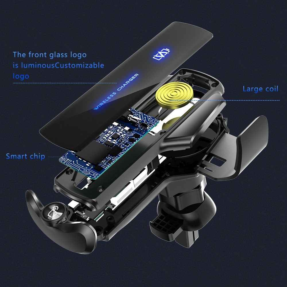 P9 Electric Locking Car Air Outlet Phone Holder 15W Wireless Charger Universal Cellphone Bracket - Silver