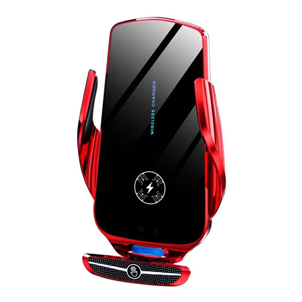 X5 360 Degree Rotation Car Air Outlet Mount 15W Wireless Charger Mobile Phone Holder Smart Touch Sensing Cellphone Bracket - Red