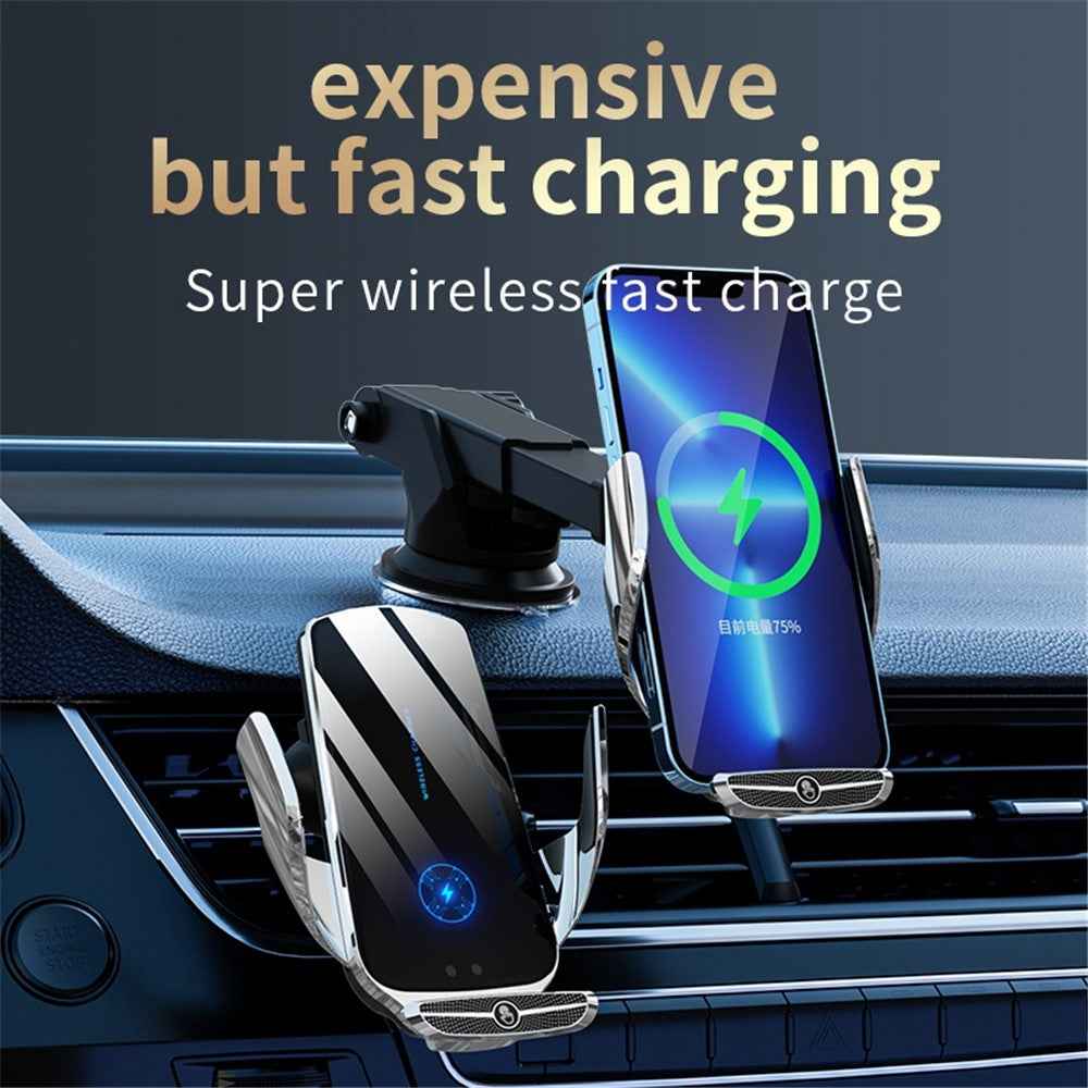 X5 360 Degree Rotation Car Air Outlet Mount 15W Wireless Charger Mobile Phone Holder Smart Touch Sensing Cellphone Bracket - Red