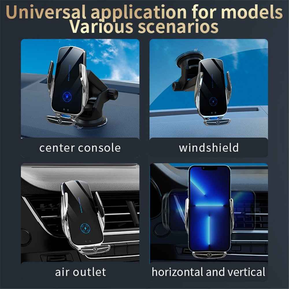X5 360 Degree Rotation Car Air Outlet Mount 15W Wireless Charger Mobile Phone Holder Smart Touch Sensing Cellphone Bracket - Red