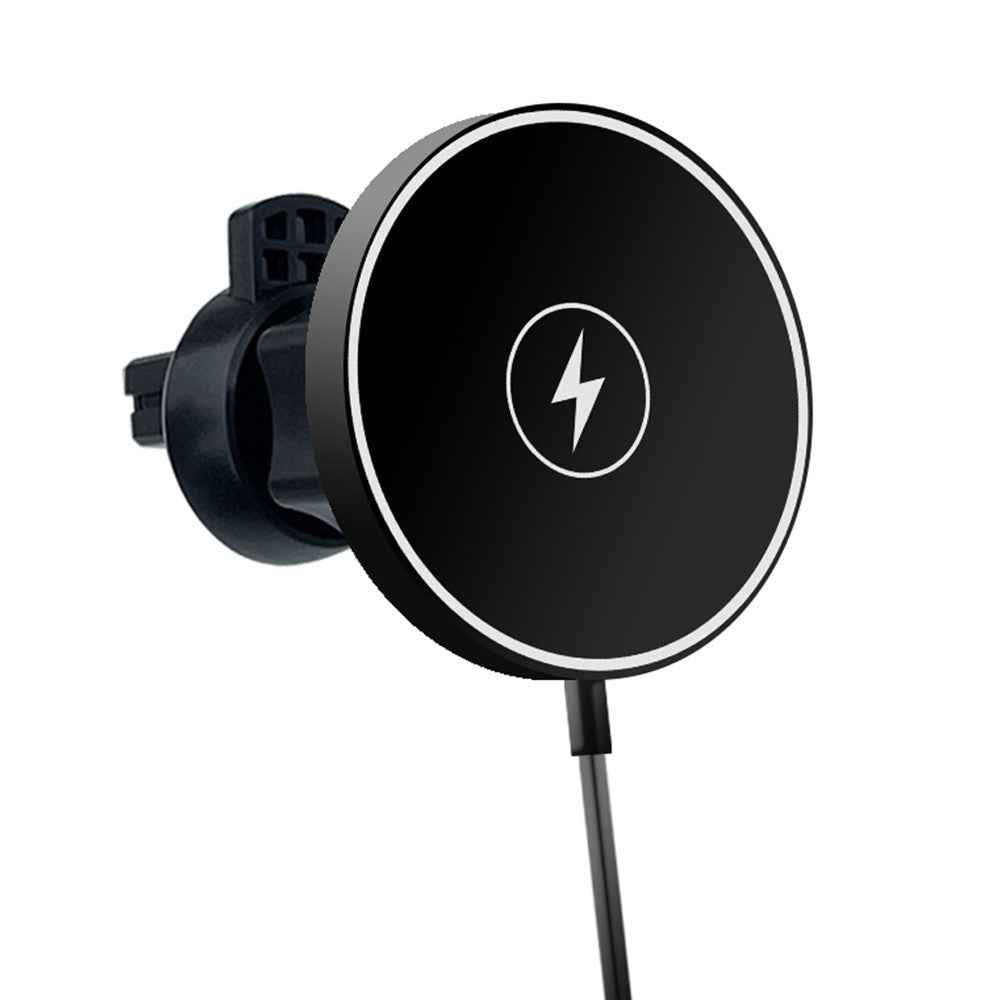 C12 15W Car Magnetic Wireless Charger Air Vent Mount Phone Fast Charging Bracket for iPhone 14 / 13 / 12 Series