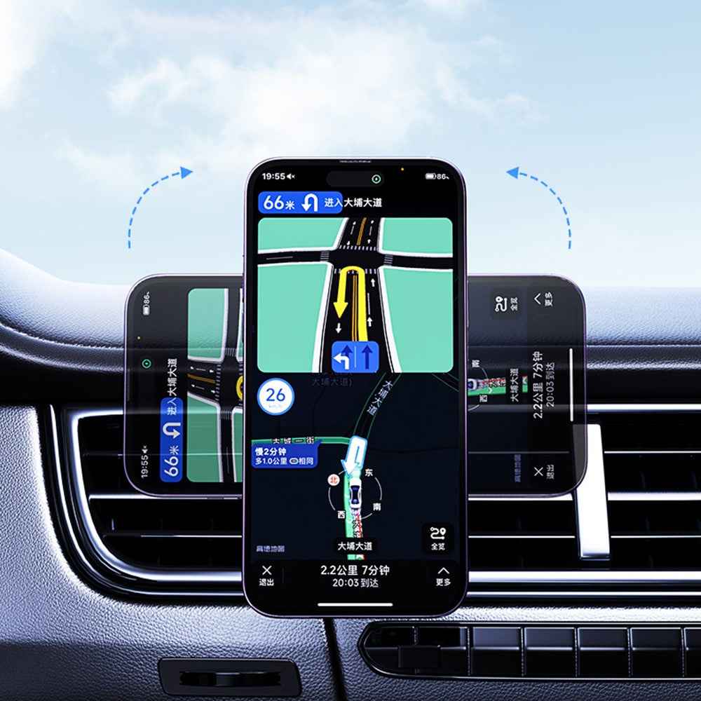 REMAX RM-C18 Car Air Vent Clip Mount 15W Fast Charging Transparent Wireless Charger Compatible with MagSafe