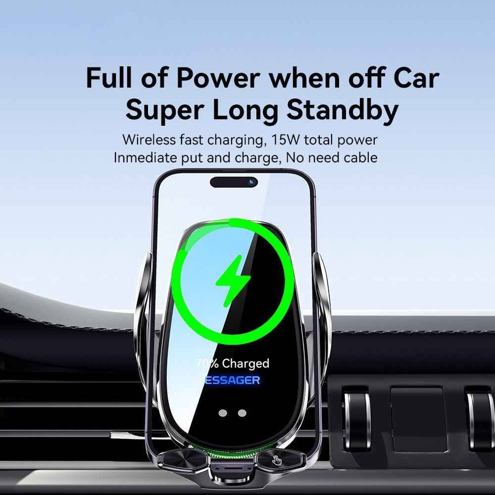 ESSAGER 15W Smart Car Wireless Charger Phone Mount Charger Air Vent Phone Holder for 4.5-6.7 inch Smart Phone
