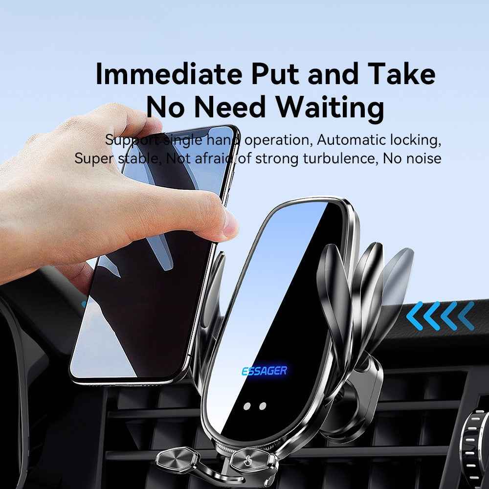 ESSAGER 15W Smart Car Wireless Charger Phone Mount Charger Air Vent Phone Holder for 4.5-6.7 inch Smart Phone