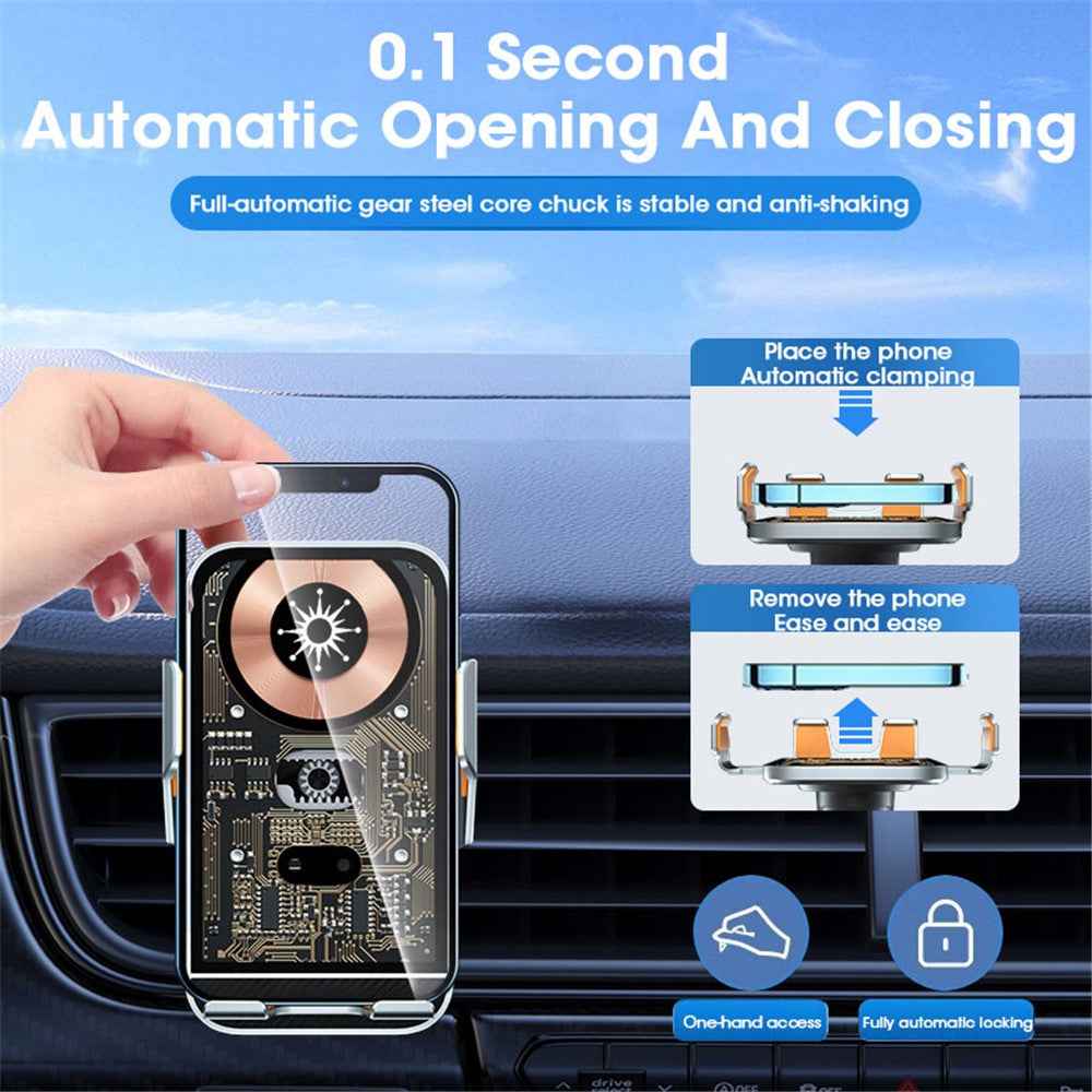 C10 Infrared Sensor Transparent Car Air Vent Wireless Charger 15W Fast Charger Phone Mount Holder for Car Navigation - Silver