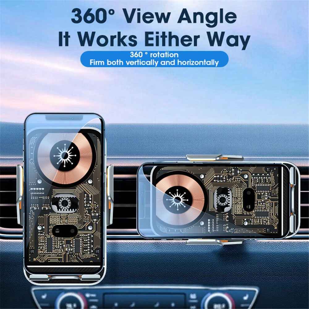 C10 Infrared Sensor Transparent Car Air Vent Wireless Charger 15W Fast Charger Phone Mount Holder for Car Navigation - Silver