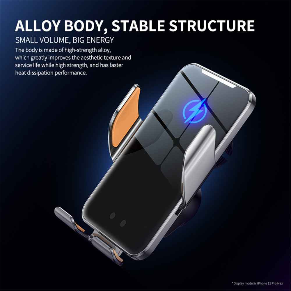C9 Car Wireless Charger Phone Holder Infrared Auto-Clamping Metal Phone Mount Car Charger - Blue