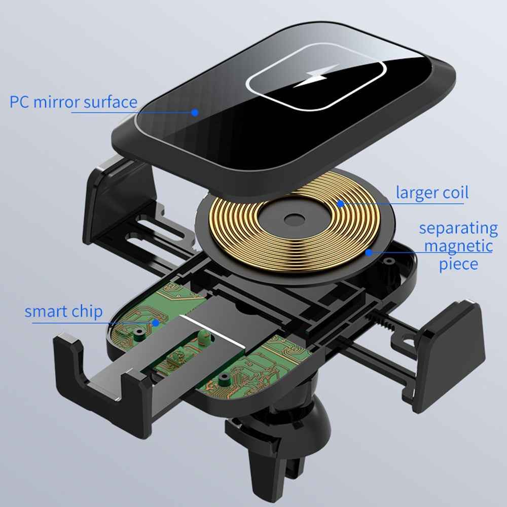 X11 Car Wireless Charger Phone Mount with Air Vent Holder, Cigarette Lighter Charger, 3-Axis 15W Car Charger (without Capacitor)