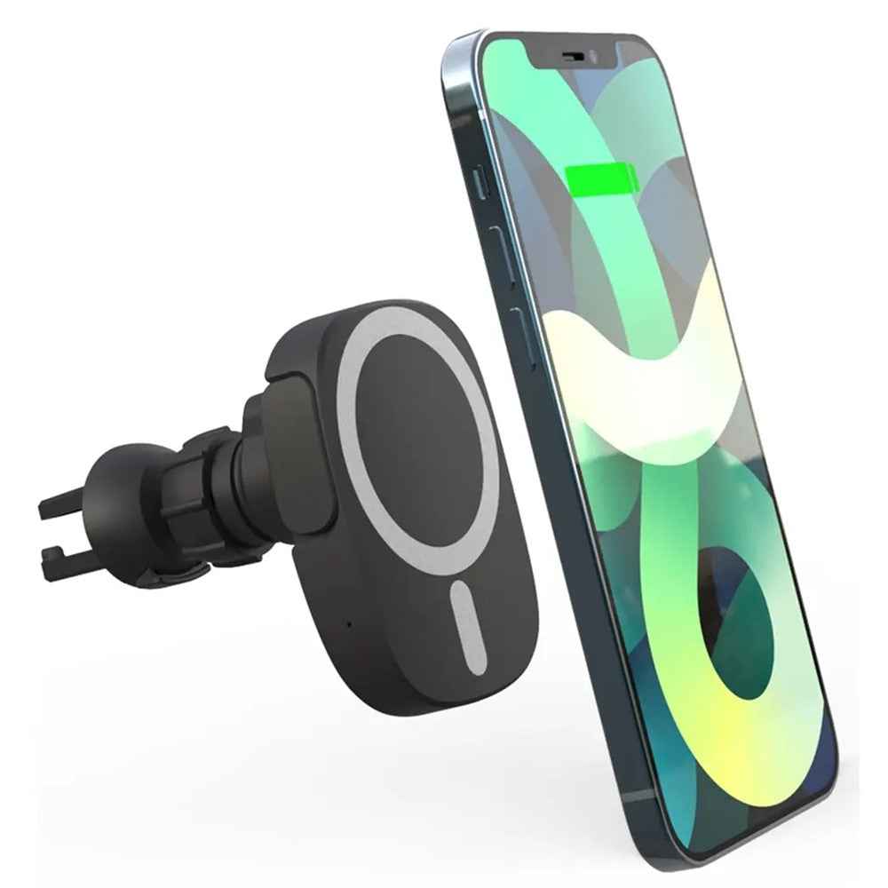 X13 15W Car Magnetic Wireless Charger 360-Degree Rotating Air Vent Cell Phone Mount Charger for iPhone 12-14 Series