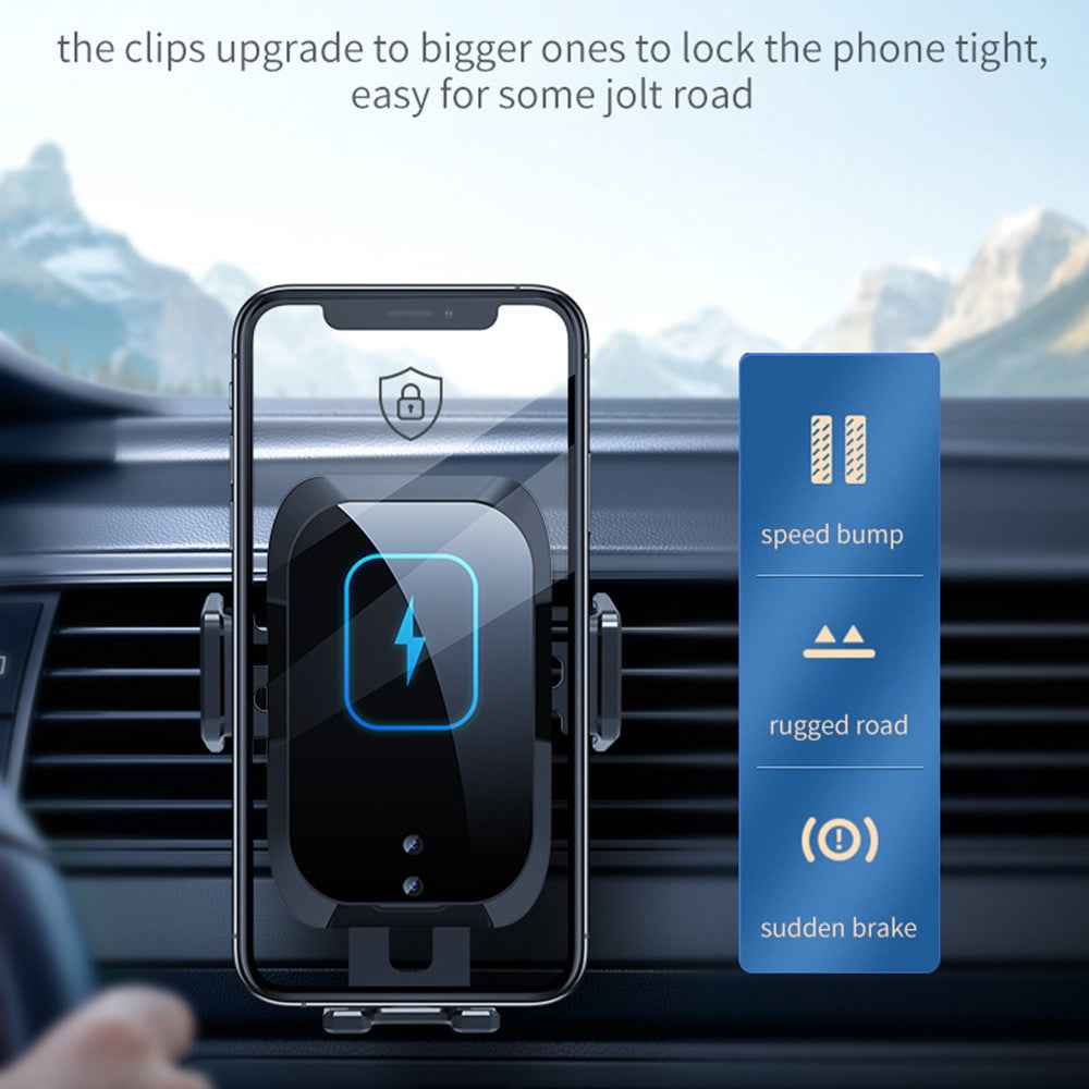 X11 3-Axis Car Wireless Charger 15W Fast Charging Phone Mount with Air Vent Holder, Dashboard Stand, QC3.0 Cigarette Lighter Charger