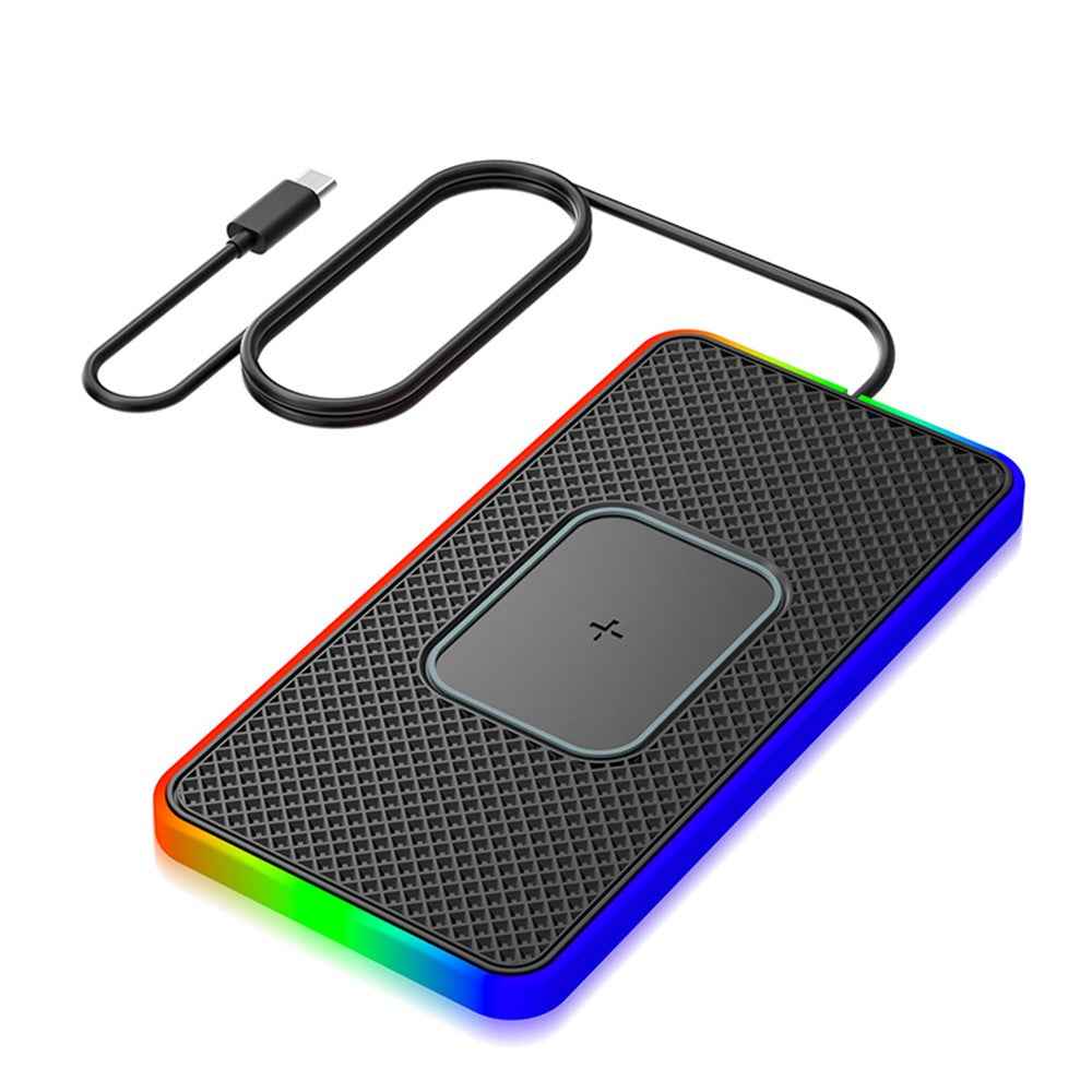 Anti-Slip Mat for Car, 15W Cellphone Wireless Charger Auto SUV Charging Pad with 1m Type-C Cable