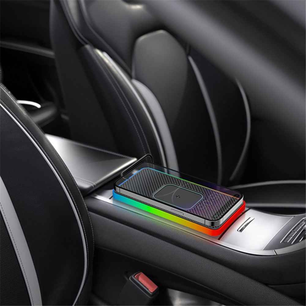 Anti-Slip Mat for Car, 15W Cellphone Wireless Charger Auto SUV Charging Pad with 1m Type-C Cable