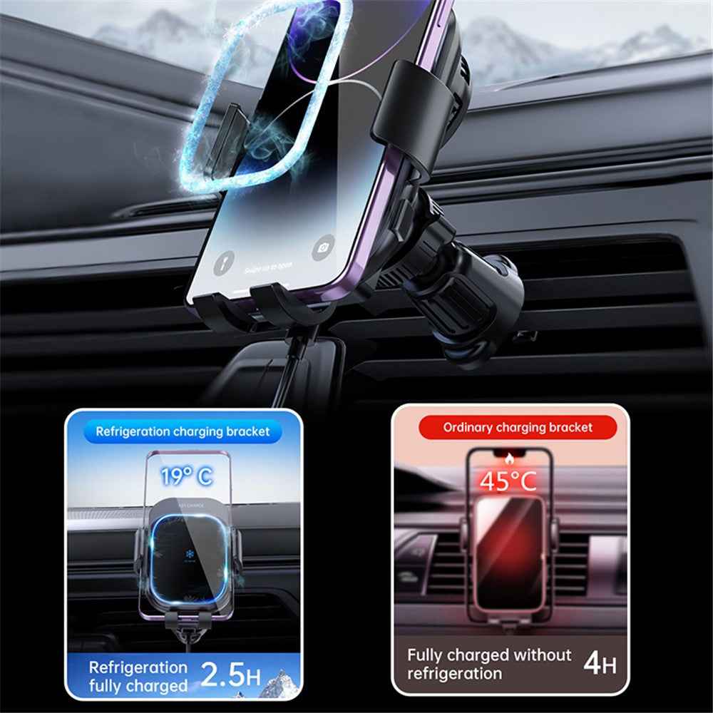 Z100A Semiconductor Cooling Dual Coil Car Wireless Charger for iPhone 15 / Samsung Galaxy Z Flip